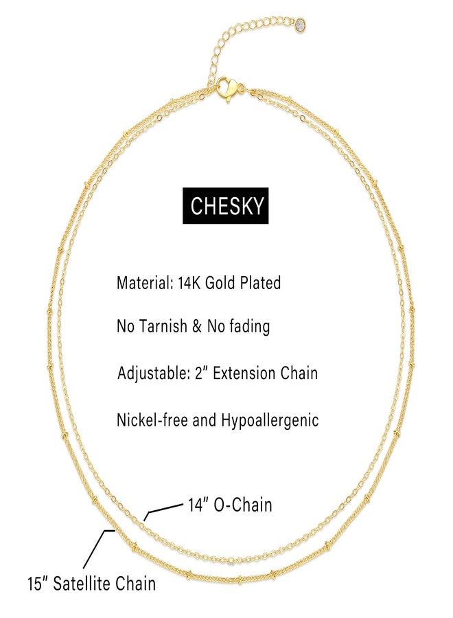 CHESKY Dainty 14k Gold Plated Necklace for Women, Simple Satellite Choker Necklace Thin Layered Necklace Womens Trendy Double Choker Necklaces Dainty Jewelry - Image 5